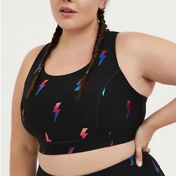 torrid Other - Torrid Black Rainbow Bolt Lattice Back Sports Bra